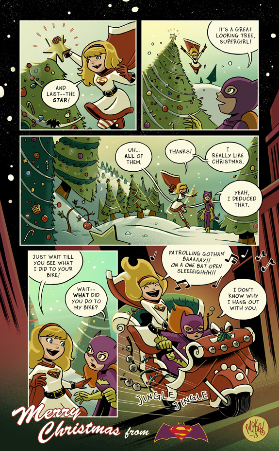 "Supergirl/Batgirl Christmas 2013" by Mike Maihack